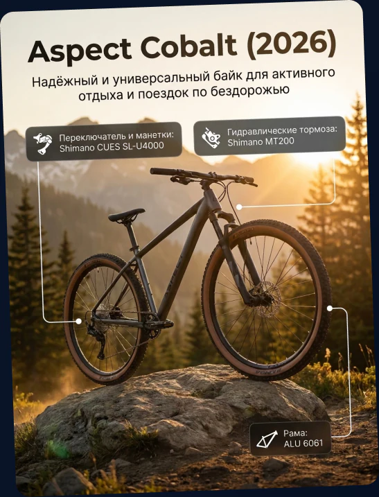 Пример инфографики — велосипед Aspect Cobalt